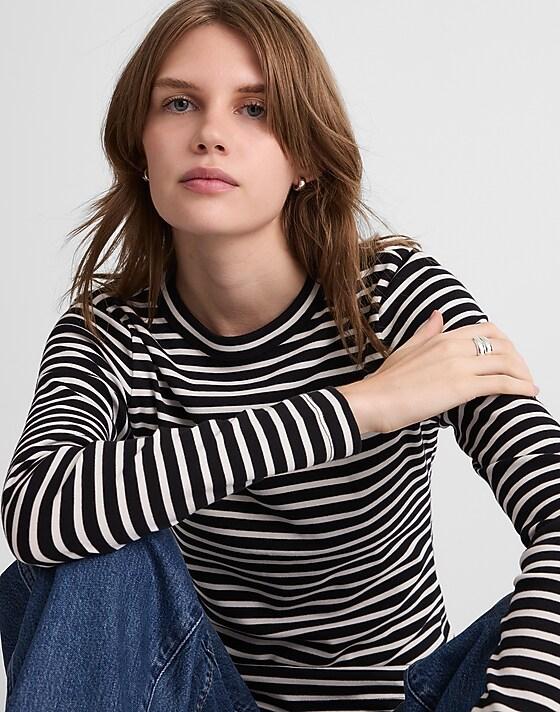 madewell The '90s Long-Sleeve Tee in Compact Cotton bengal stripe
