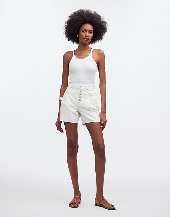 Madewell The '90s Mid-Length Jean Short In Vintage Canvas: Button Front Edition Vintage Canvas