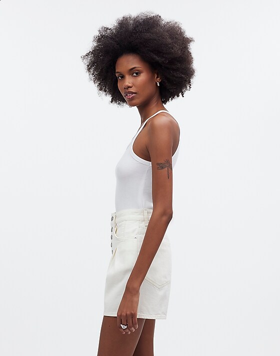Madewell The '90s Mid-Length Jean Short In Vintage Canvas: Button Front Edition Vintage Canvas