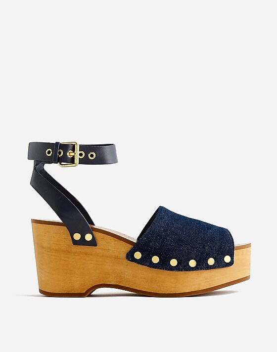 madewell The Anouk Platform Clog Sandal dark denim multi