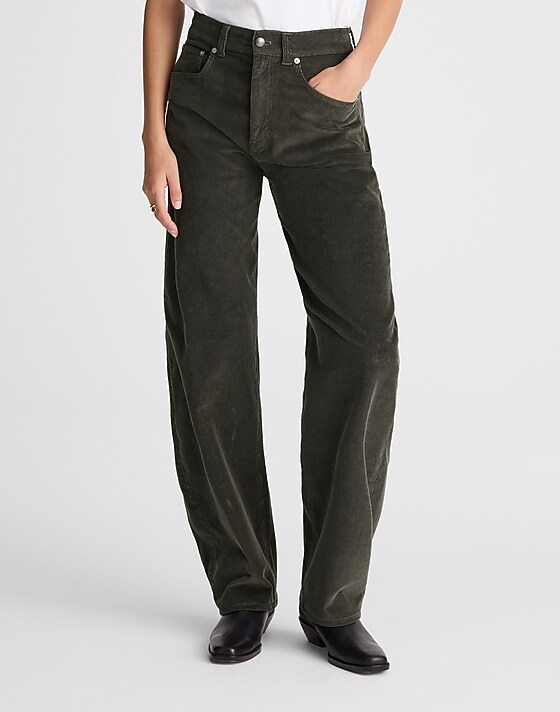 Madewell The Balloon Pant In Corduroy Graphite Green