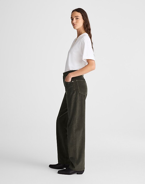 Madewell The Balloon Pant In Corduroy Graphite Green