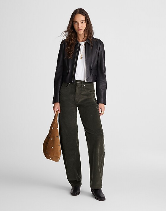 madewell The Balloon Pant in Corduroy graphite green