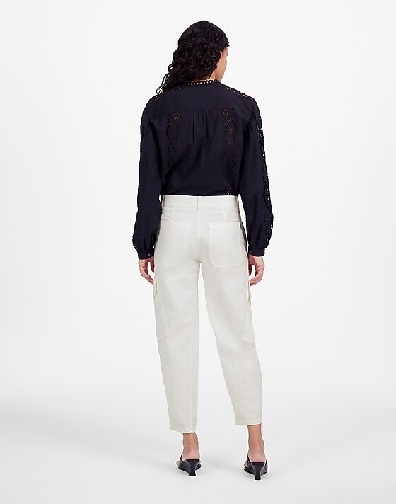 Madewell The Barrel-Leg Utility Pant In Garment-Dyed Twill White