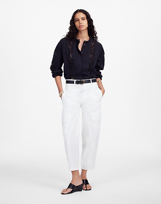 madewell The Barrel-Leg Utility Pant in Garment-Dyed Twill white
