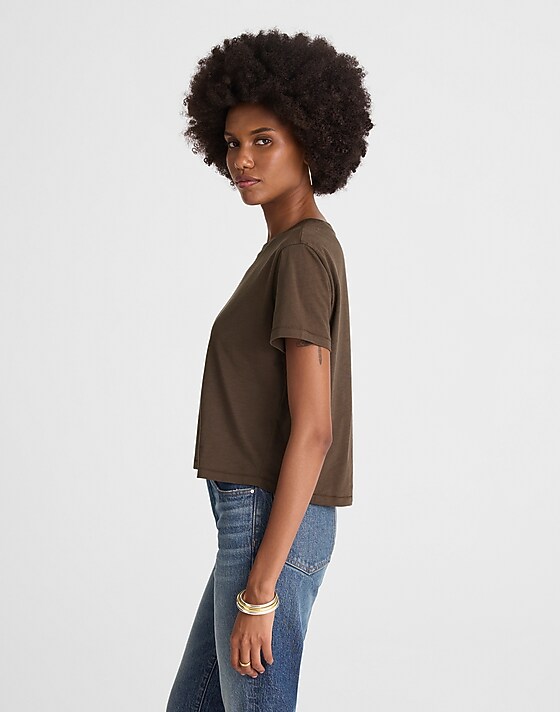 Madewell The Boxy-Crop Tee In Soft Slub Roasted Chicory
