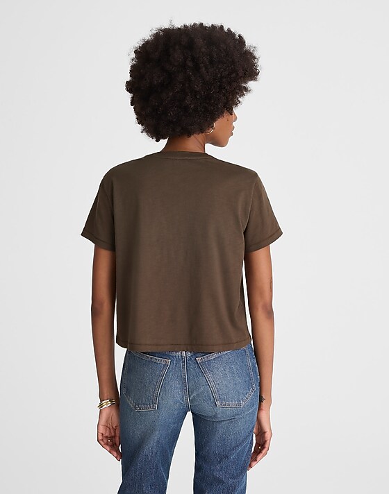 Madewell The Boxy-Crop Tee In Soft Slub Roasted Chicory