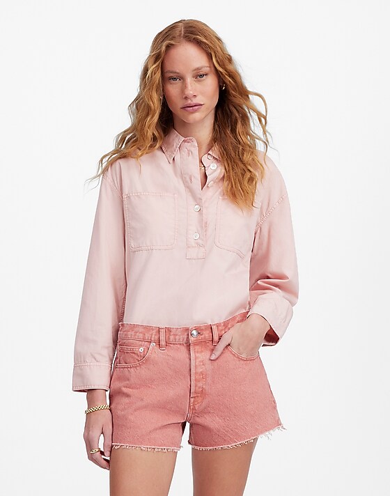 Madewell The Brynn Short In Garment Dye Rosewood Pink