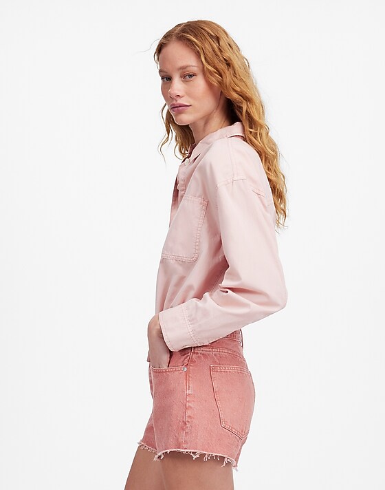 Madewell The Brynn Short In Garment Dye Rosewood Pink