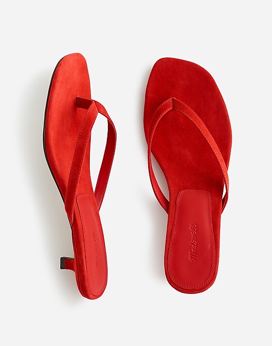 Madewell The Chiara Kitten Heel Thong Sandal Bandana Red