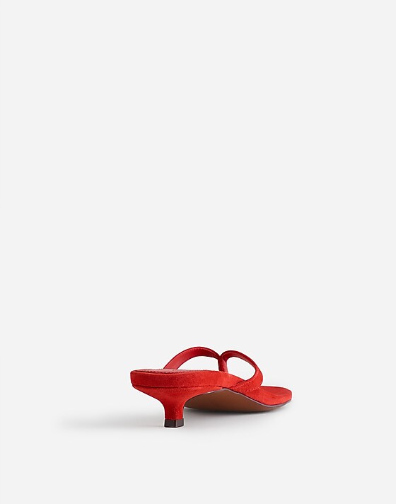 Madewell The Chiara Kitten Heel Thong Sandal Bandana Red