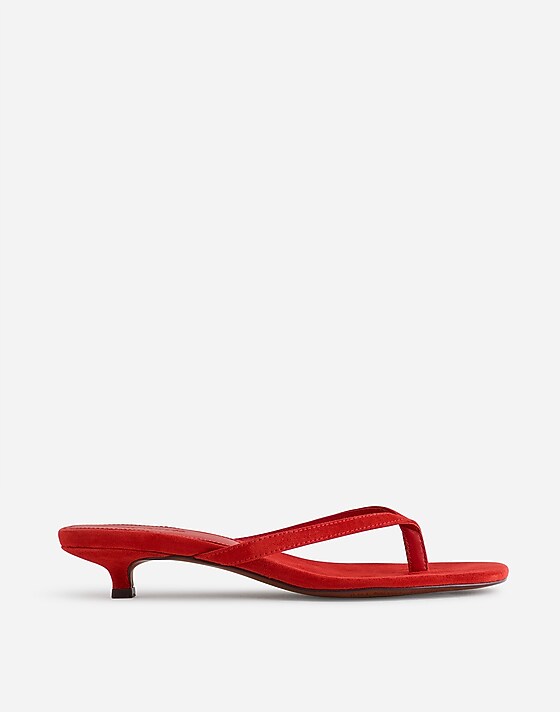 madewell The Chiara Kitten Heel Thong Sandal bandana red