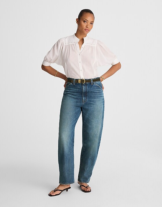 madewell The Curvy Balloon Jean in Greendale Wash greendale wash
