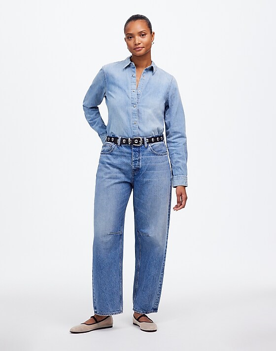 madewell The Curvy Darted Barrel-Leg Jean dobbins wash