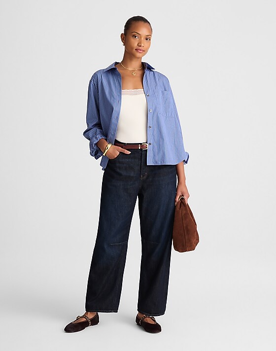 madewell The Curvy Darted Barrel-Leg Jean in SoftDrape foundry wash