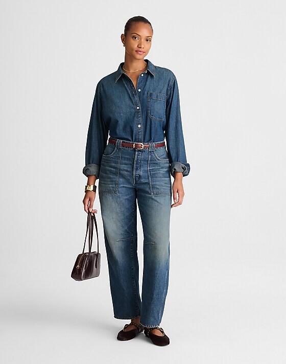 madewell The Curvy Darted Barrel-Leg Jean irmo wash