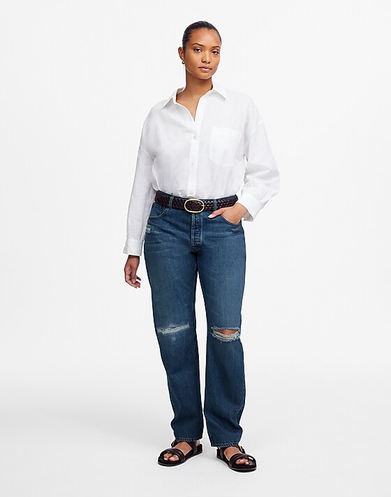 madewell The Curvy Dean Easy Straight Crop Jean in Labette Wash labette wash