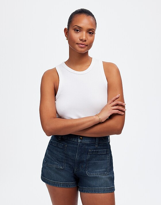 Madewell The Curvy Denim Emmett Short In Archbald Wash: Patch Pocket Edition Archbald Wash