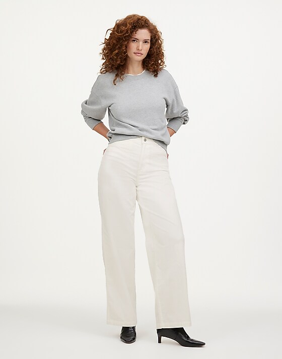 madewell The Curvy Emmett Wide-Leg Pant in Corduroy: Welt Pocket Edition winter white