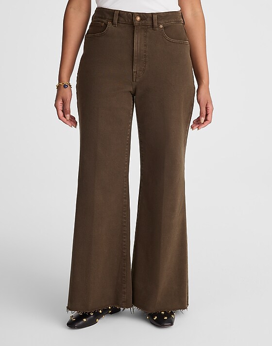 Madewell The Curvy Flared Wide-Leg Crop Jean Dark Mocha
