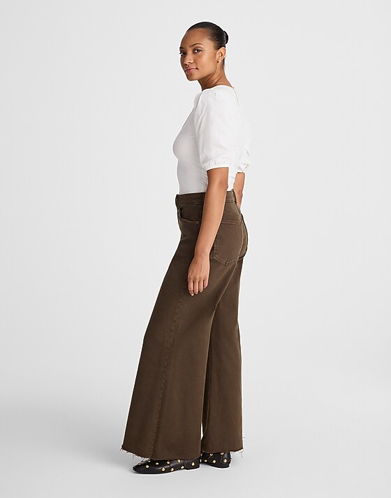 Madewell The Curvy Flared Wide-Leg Crop Jean Dark Mocha