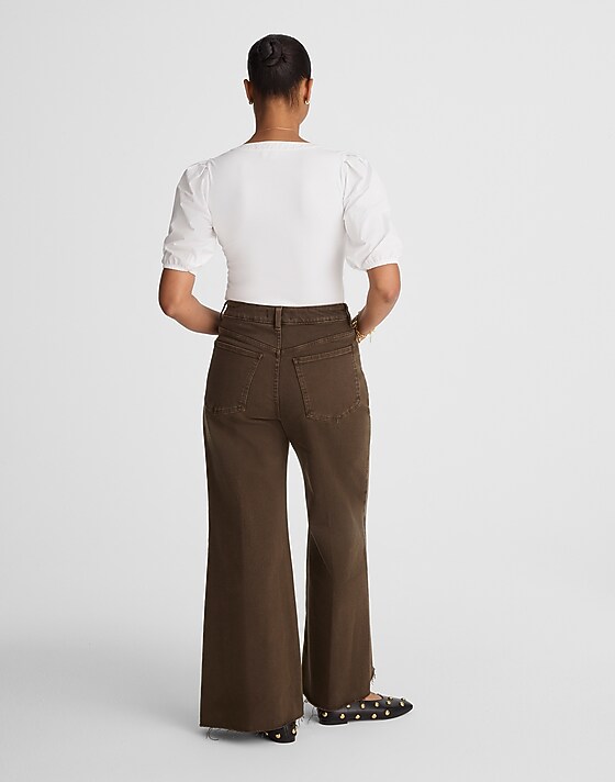 Madewell The Curvy Flared Wide-Leg Crop Jean Dark Mocha