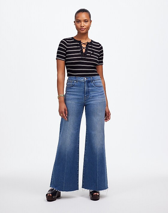madewell The Curvy Flared Wide-Leg Crop Jean oneida wash