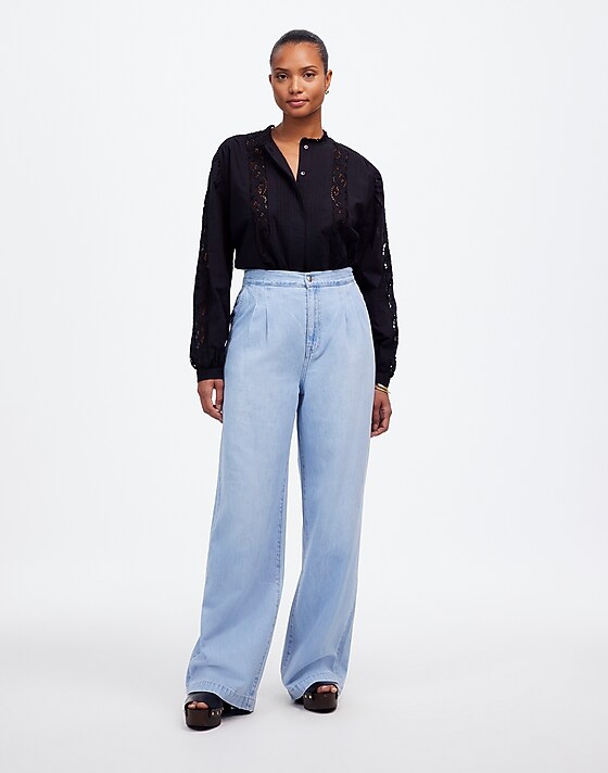 madewell The Curvy Harlow Wide-Leg Denim Trouser in Noll Wash: Airy Denim Edition noll wash