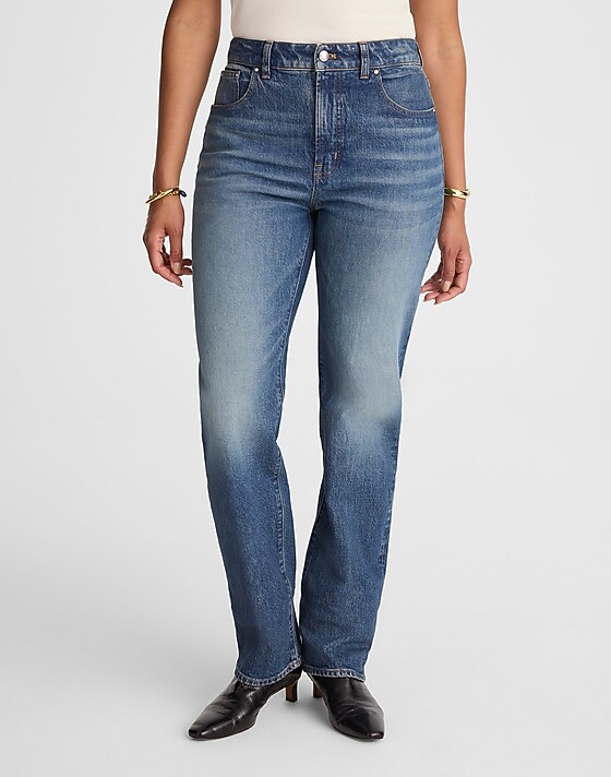 Madewell The Curvy Longline Straight Jean In Greendale Wash Greendale Wash