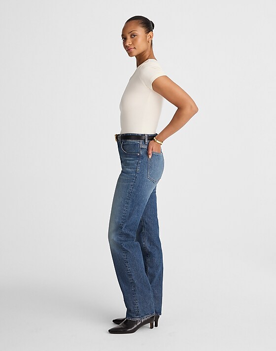 Madewell The Curvy Longline Straight Jean In Greendale Wash Greendale Wash
