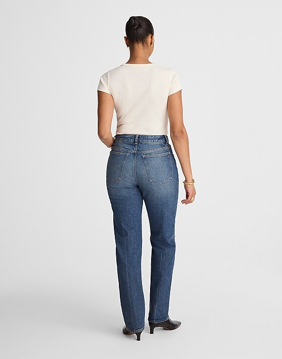 Madewell The Curvy Longline Straight Jean In Greendale Wash Greendale Wash