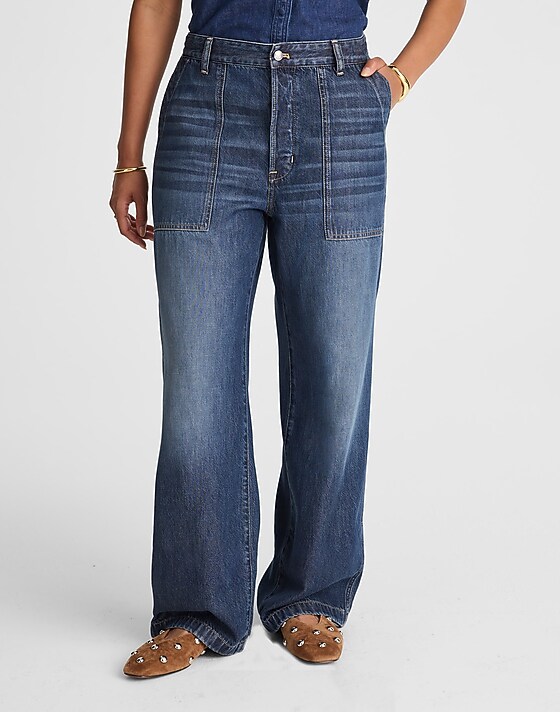 Madewell The Curvy Low-Slung Baggy Jean In Airy Denim Lindewood Wash