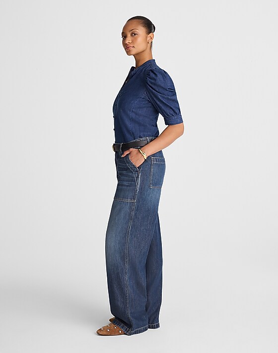 Madewell The Curvy Low-Slung Baggy Jean In Airy Denim Lindewood Wash