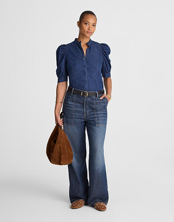 madewell The Curvy Low-Slung Baggy Jean in Airy Denim lindewood wash