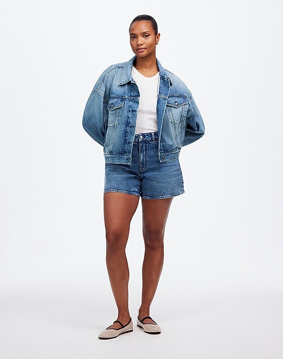madewell The Curvy Perfect Vintage Mid-Length Jean Short manton wash