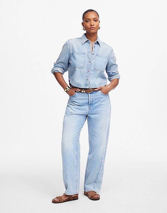 madewell The Curvy Pieced Barrel-Leg Jean foster wash