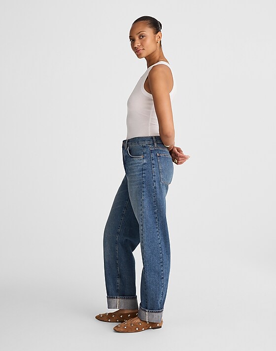 Madewell The Curvy Pieced Barrel-Leg Jean Mosby Wash