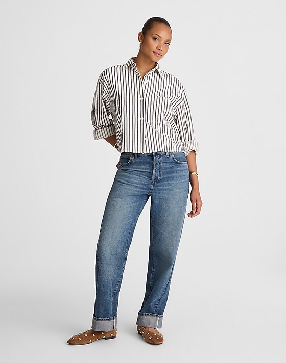 madewell The Curvy Pieced Barrel-Leg Jean mosby wash