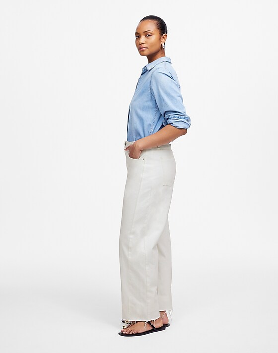 Madewell The Curvy Pieced Barrel-Leg Jean Tile White