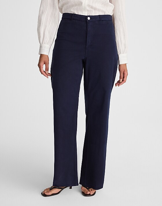 Madewell The Curvy Wide-Leg Pant In Garment-Dyed Twill Midnight Navy