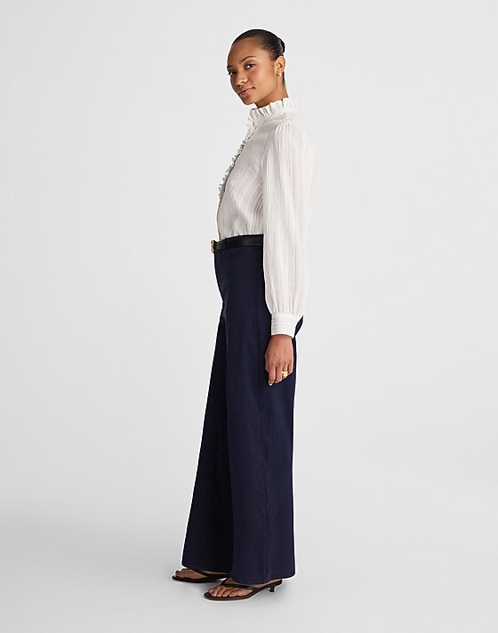 Madewell The Curvy Wide-Leg Pant In Garment-Dyed Twill Midnight Navy