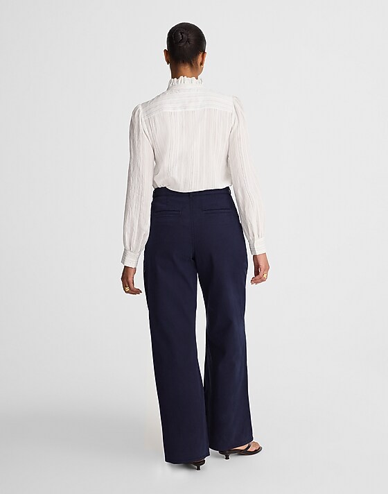 Madewell The Curvy Wide-Leg Pant In Garment-Dyed Twill Midnight Navy