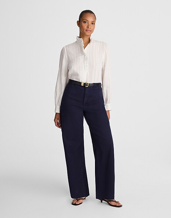madewell The Curvy Wide-Leg Pant in Garment-Dyed Twill midnight navy