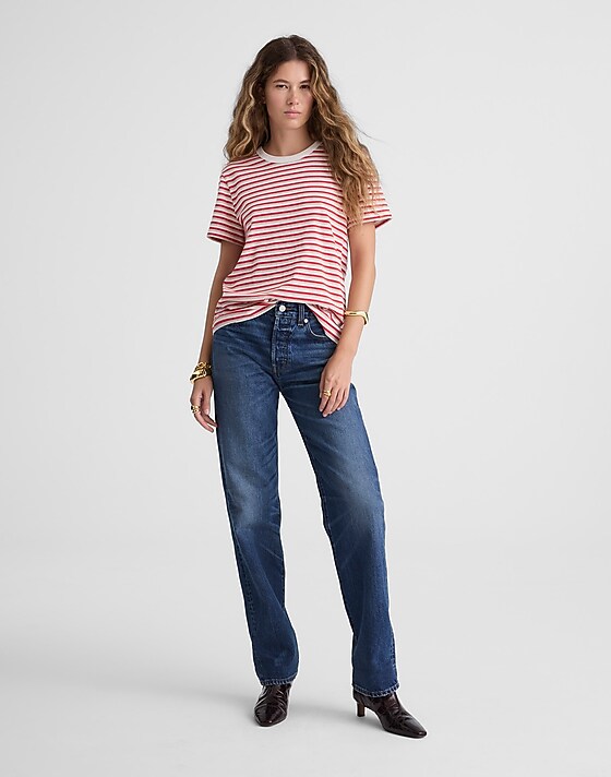 Madewell The Dakota Perfect Crewneck Tee Red Stripe