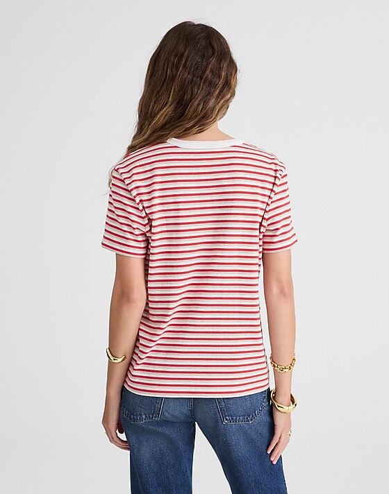 Madewell The Dakota Perfect Crewneck Tee Red Stripe