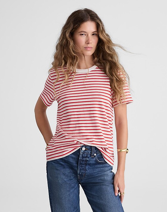 madewell The Dakota Perfect Crewneck Tee red stripe