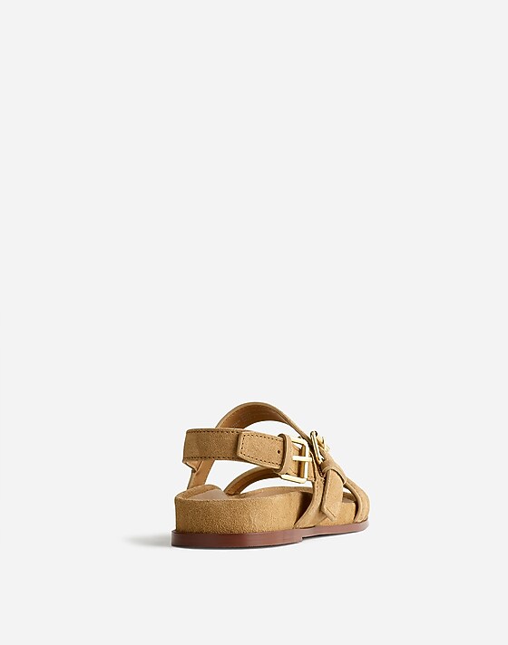 Madewell The Dara Double-Strap Sandals In Suede Tawny Khaki