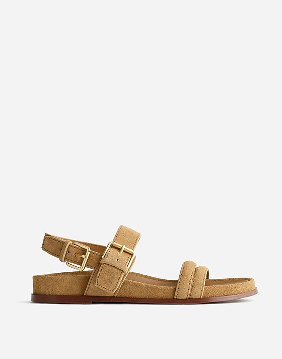 madewell The Dara Double-Strap Sandals in Suede tawny khaki