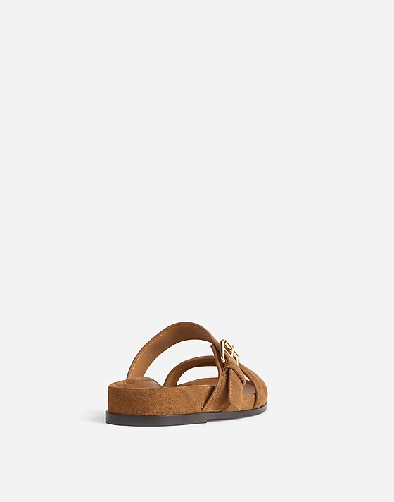 Madewell The Dara Double-Strap Slide Sandal Aged Cognac
