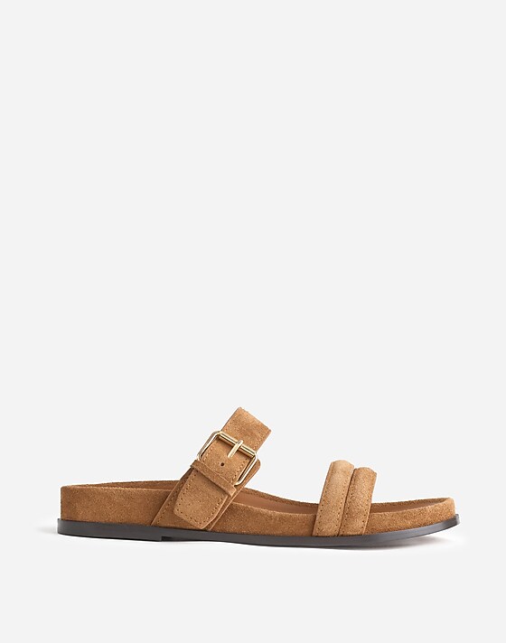 madewell The Dara Double-Strap Slide Sandal aged cognac